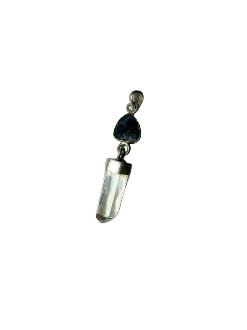 Blue tourmaline .925 Crystal Point Pendant Charm - Unbranded - Picture 2 of 3
